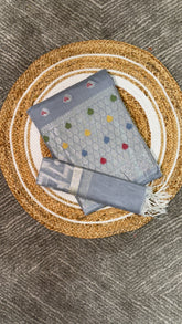 Grey Banarasi jacquard Unstitched suit